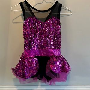 Purple Sequins Tap costume with velvet shorts
